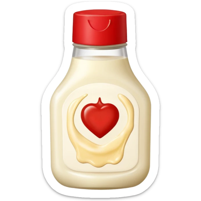una bustina monoporzione di maionese e una ketchup da 10 ml nella stessa emoji sticker