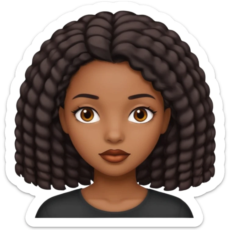 Black girl, cabelo cacheado curto, com os olhos castanhos escuro, lábios médio sticker