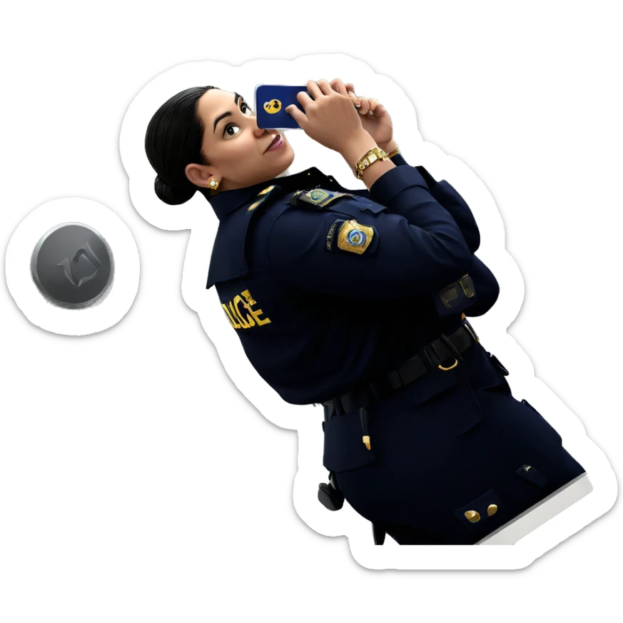 girl in police uniform with jewelry sticker