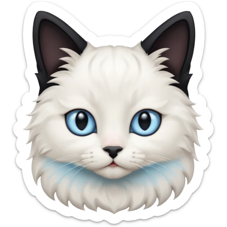 white cat with black fur on ears and little bits and parts of beige with baby blue eyes sticker