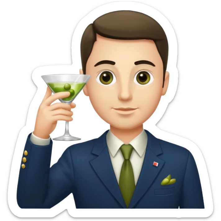 Emoji of a guy respectfully saluting by rising glass of martini cocktail like this 🍸 sticker
