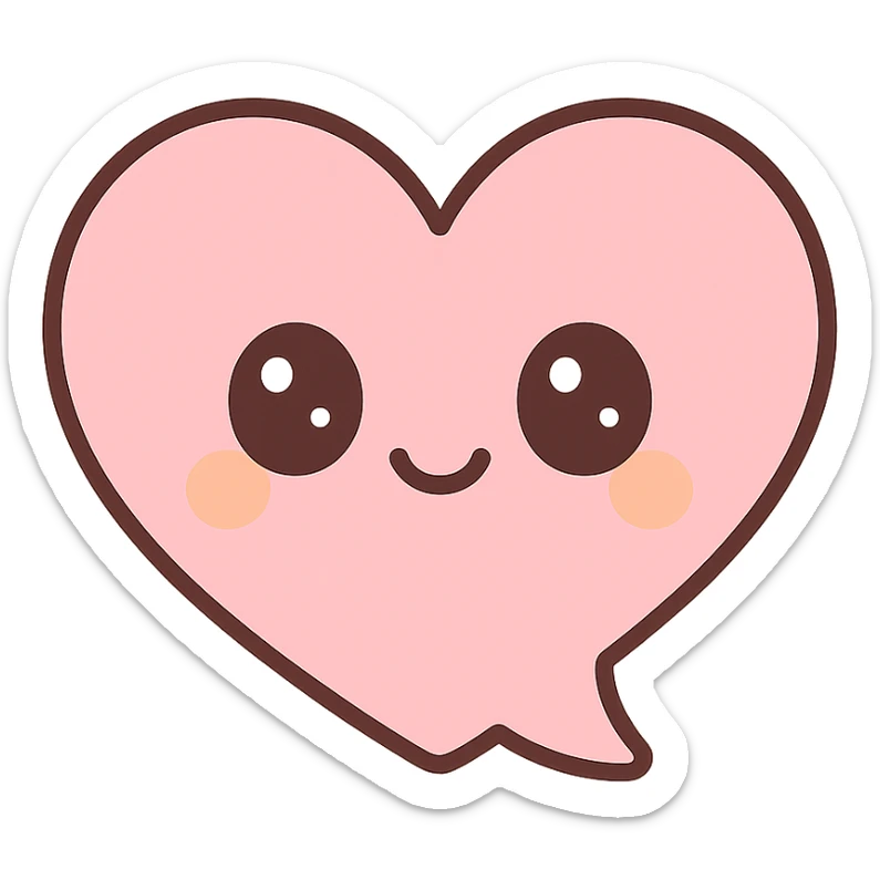 heart-shaped chat bubble, cute style sticker
