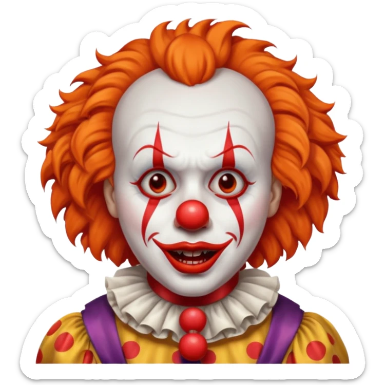 The clown from the movie IT With a little orange hair with the scary lip sticker