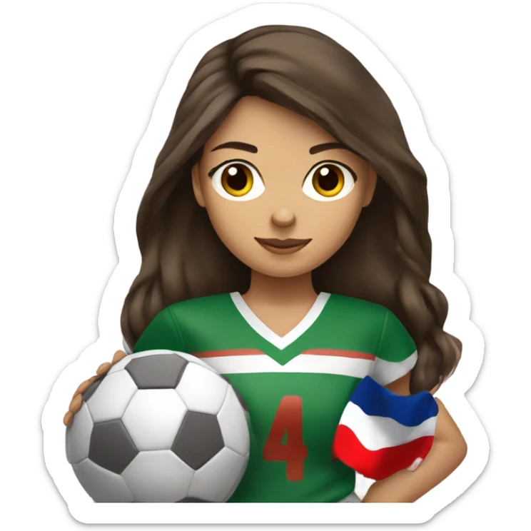 Brunette hair brown eye girl playing flag football sticker