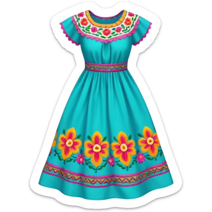 mexican patterned dress sticker