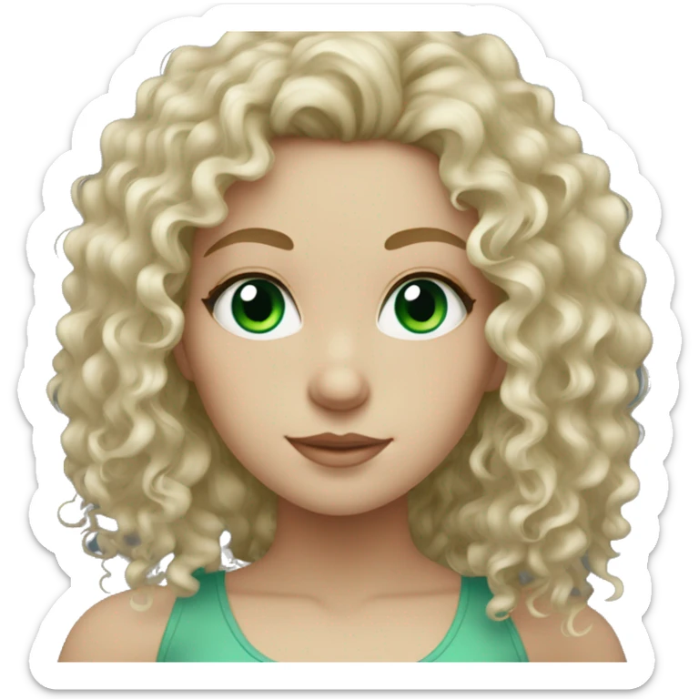 White girl with ocean green eyes and natural curly hair sticker