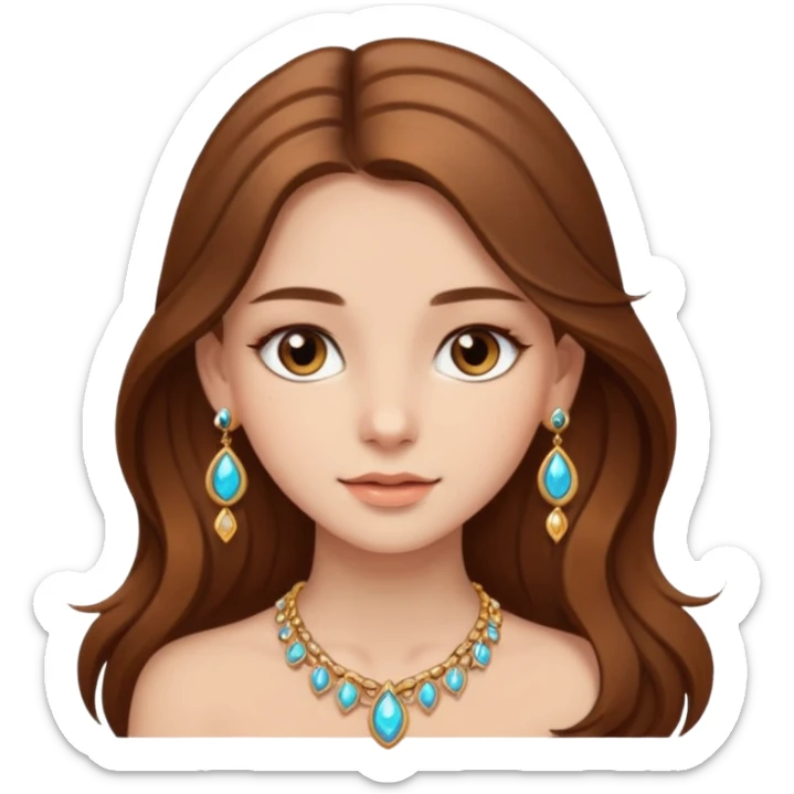  beautiful light brown eyed girl with beautiful long brown hair, that look like a super model, with jewellery  sticker