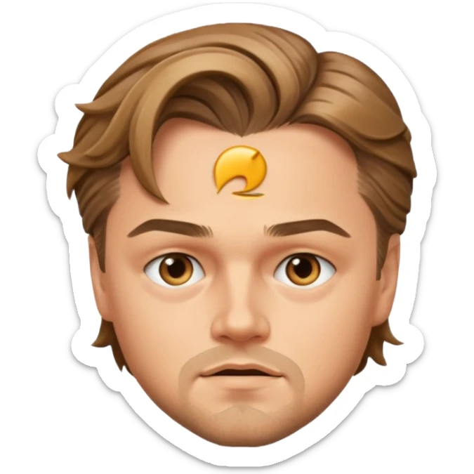 young Leonardo DiCaprio emoji Titanic era with windswept hair and dreamy eyes sticker