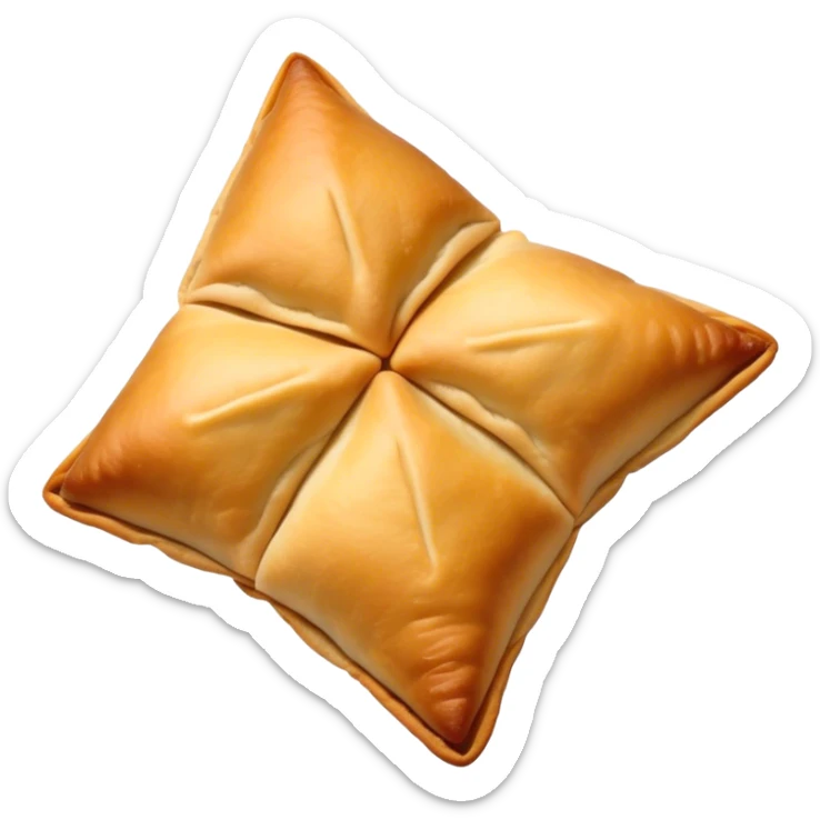 Samosa Cinematic Realistic Samosa Snack Emoji, depicted as a crispy, golden triangular pastry filled with spiced vegetables or meat, rendered with rich textures and vibrant, appetizing lighting. sticker