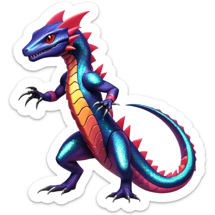 Shiny Exotic Colorful epic Salandit-Genesect-Koraidon-Fakémon-hybrid-creature (full body)  sticker