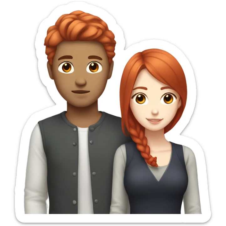 Korean male dating white girl with red hair sticker