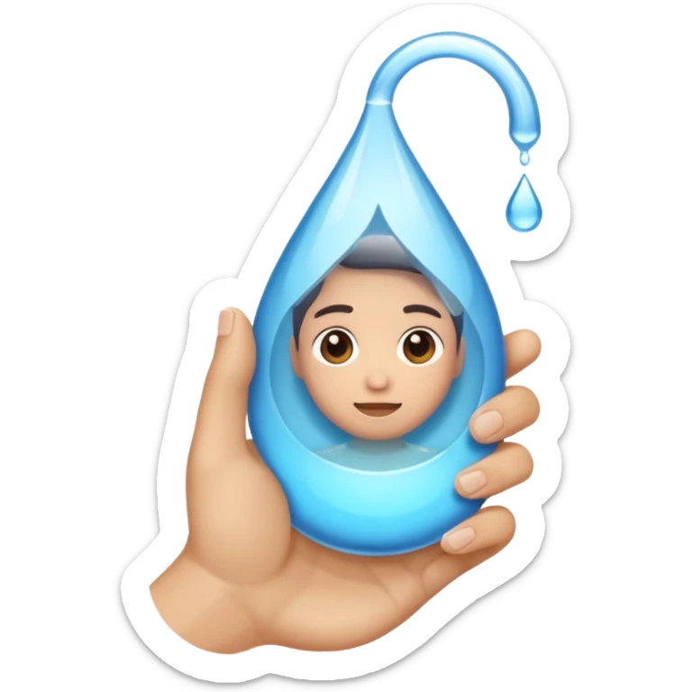 una gota de agua que tenga en la mano un telefono sticker