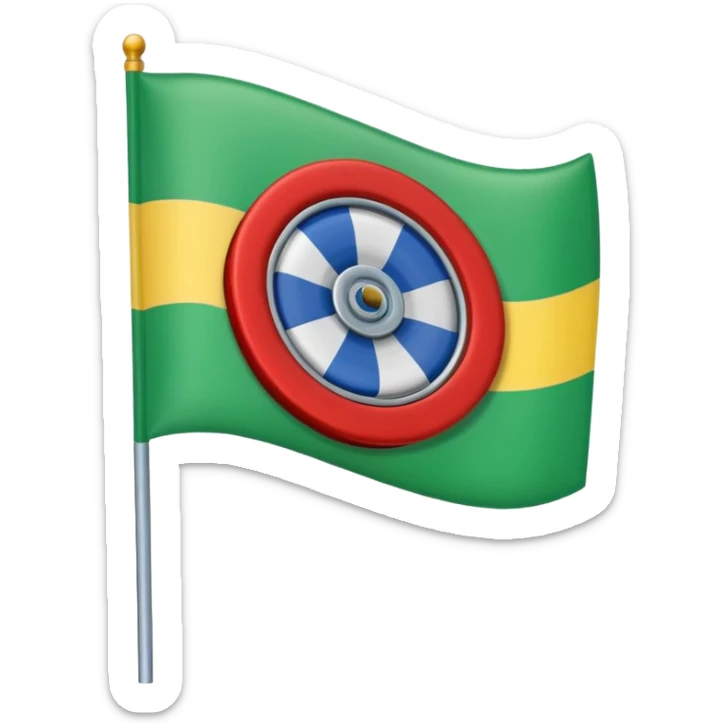 Drapeau bande bleu en haut bande verte en bas et roue rouge au milieu sticker