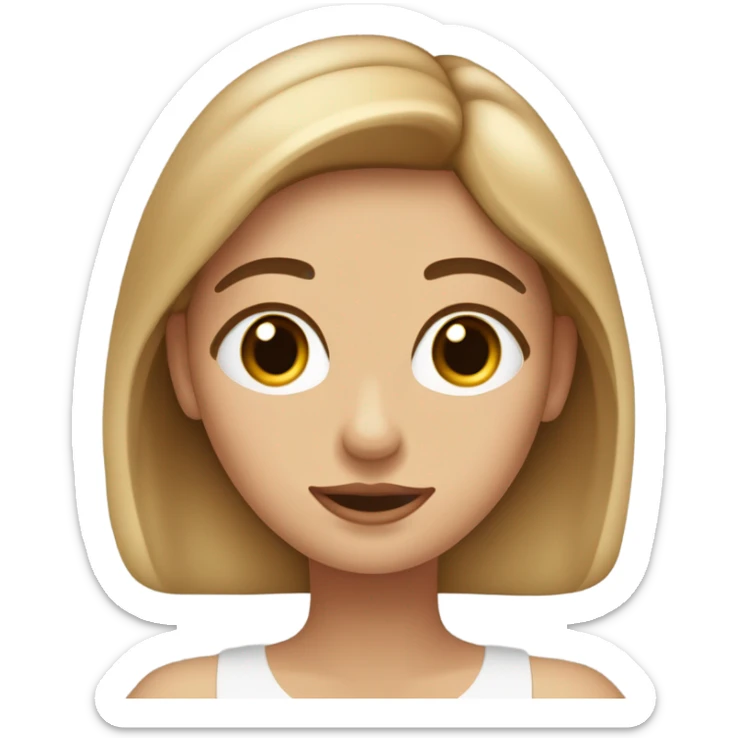 chica de piel neutra con cabello rubio avellana con un te en la mano, los ojos marron oscuro y labios color palo rosa  sticker