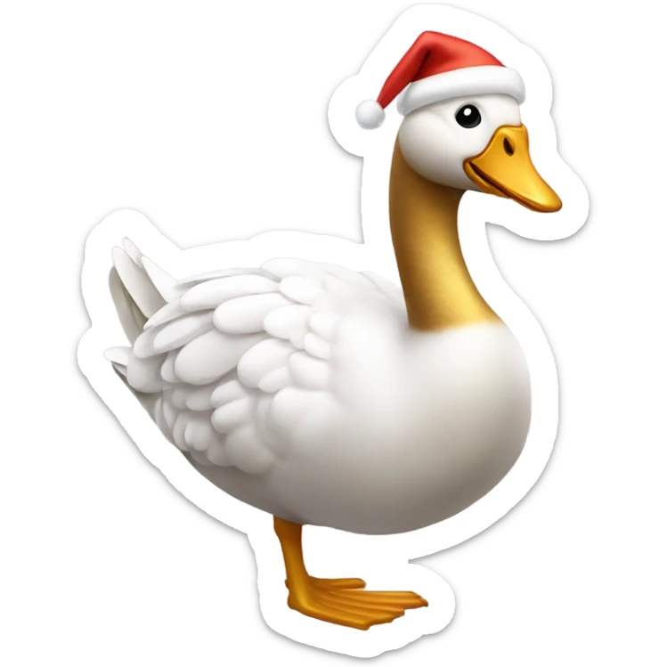 Silly Christmas goose wearing Christmas lights and a gold bow sticker
