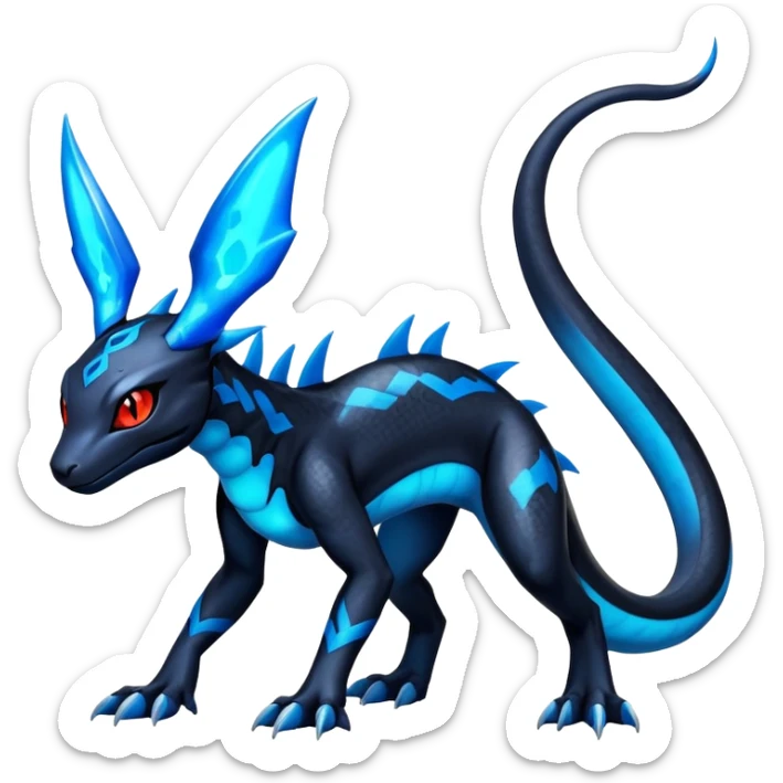 Shiny Exotic Guilmon-Salandit-Umbreon-Fakémon-hybrid-creature (full body)  sticker
