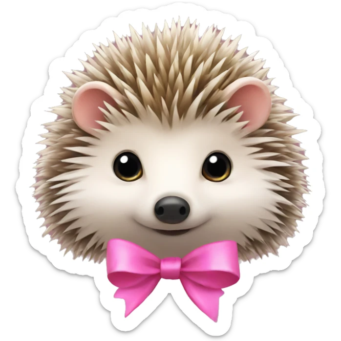 hedgehog with a pink bow sticker
