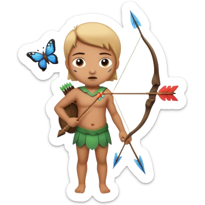 An arrow bring touched on the heat with an expression of butterflies in the stomach sticker