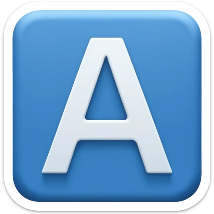 The image is a blue icon with the letter "A" in the center. The letter is in a bold, sans-serif font and is slightly tilted to the right. Below the letter, there is a smaller text that reads "10.9". The background is white and the icon is simple and minimalistic. sticker