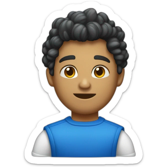 quero um emoji de um cara de cabelo cacheado curto musculoso com uma camisa azul escrita "tommy" sticker