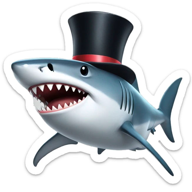 Shark with a top hat sticker