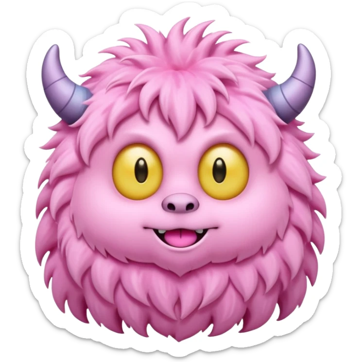 pink fluffy kind monster in soft pink, beige and yellow pastel colors sticker