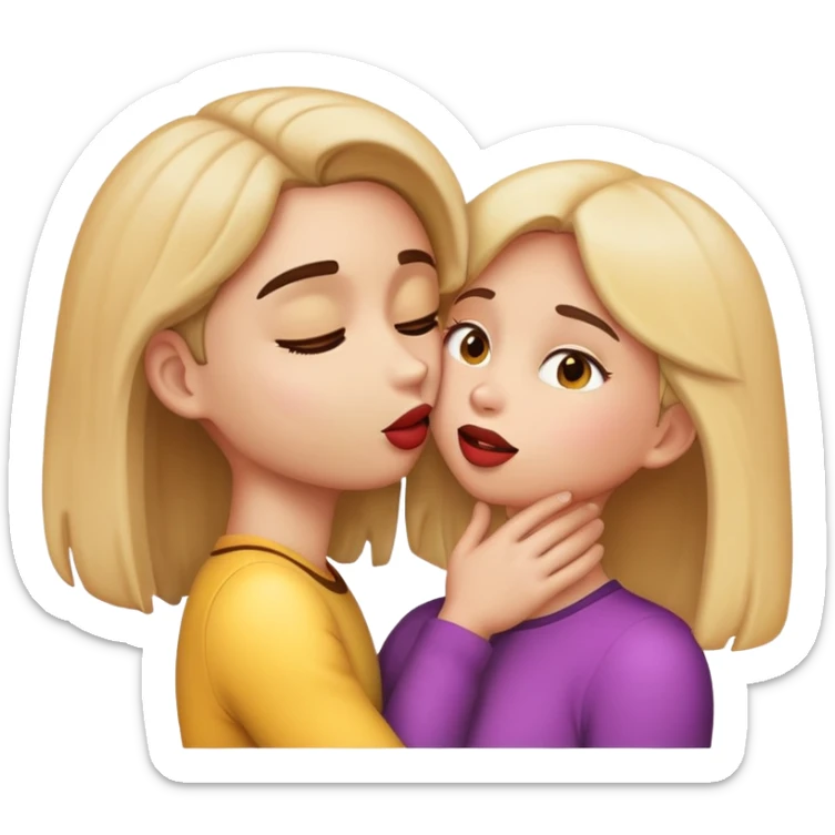 An emoji guy kissing an emoji girl while grabbing her neck sticker