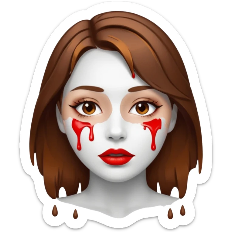 Brown Hair, Woman, white paint drip, face, hot, Sexy, lips sticker