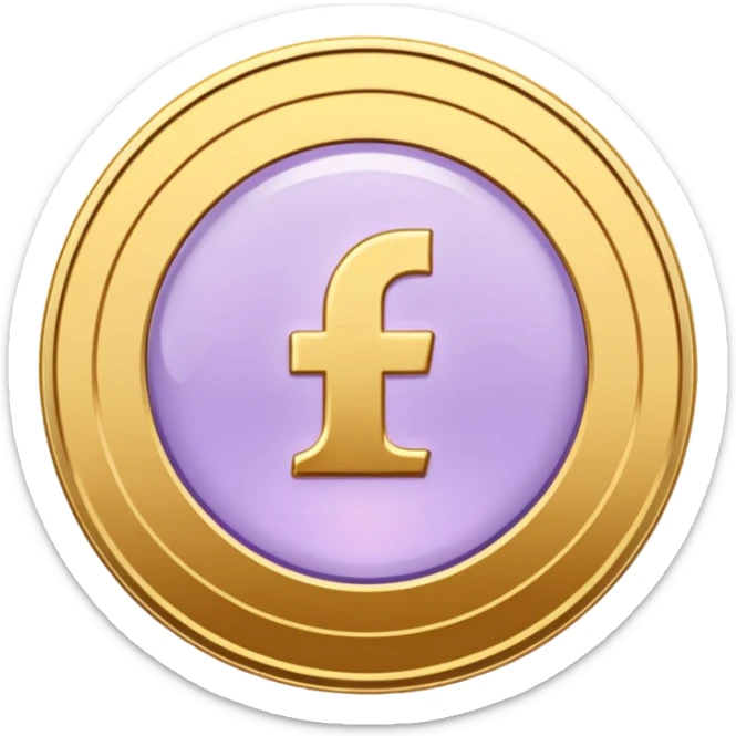 I need you to recreate this image exactly as is but make the color of the coin a ver light purple hue give me three options with different hues of purple sticker