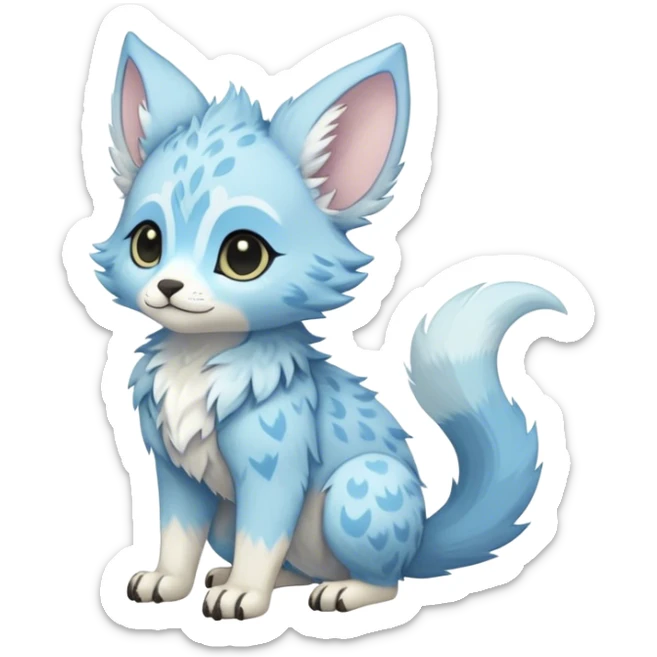 Feral Rare Fantasy cute pastel Vernid-Trico-species by LiLaiRa, markings, tufted ears, full body sticker