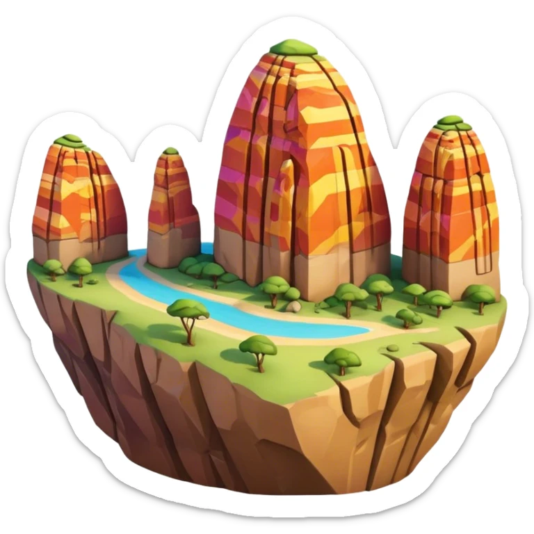 Cinematic Realistic Guatap√© Rock Landmark Emoji, showcasing a vividly colored rock formation with intricate patterns rendered with detailed textures and vibrant, scenic lighting. sticker