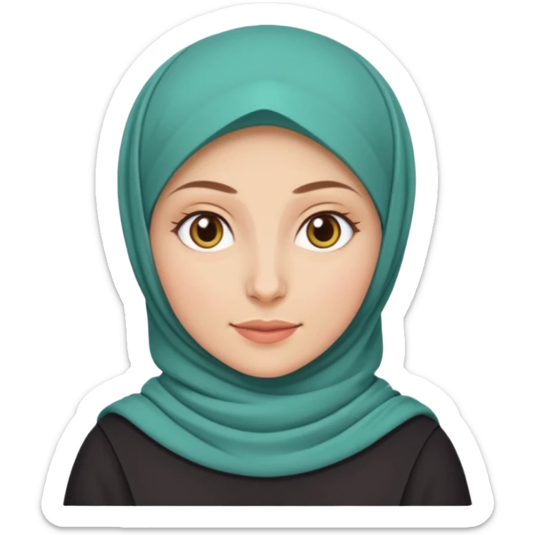 Make a girl with a hijab duolingo emojies styles and make her white and only her face appear and looking forward not left or right sticker