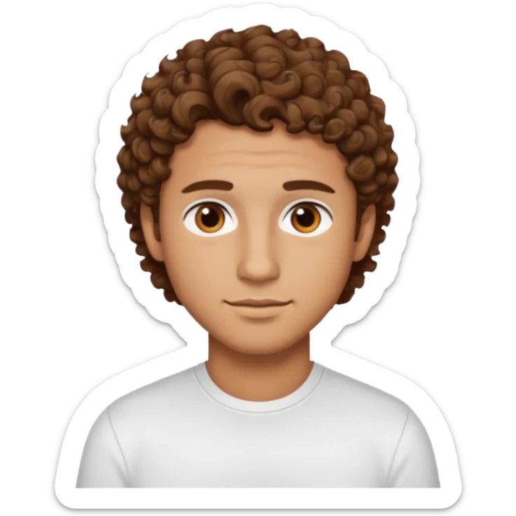 Handsome cute Man with tan skin and  brown eyes and  short brown curly wavy hair sticker