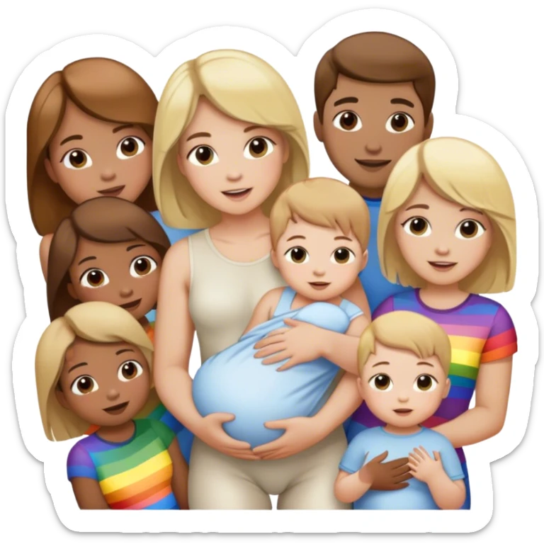 Brunette man and brunette woman with blonde babyall gay all rainbow all pride sticker