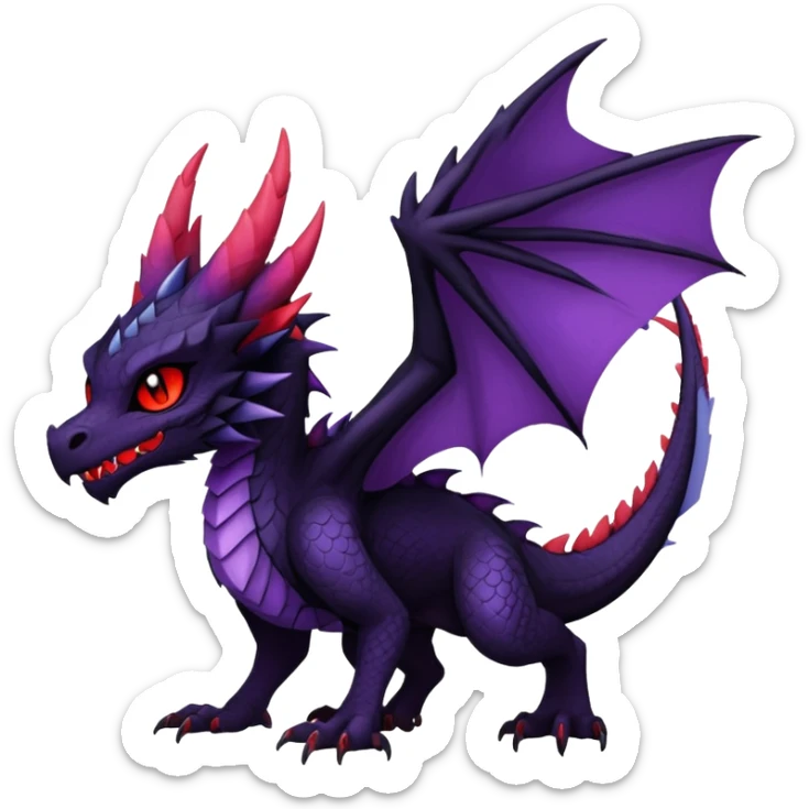 Gothic Badass Edgy Dark Mysterious Mystical Dragon-Beast-Trico-Noivern-Fursona sticker