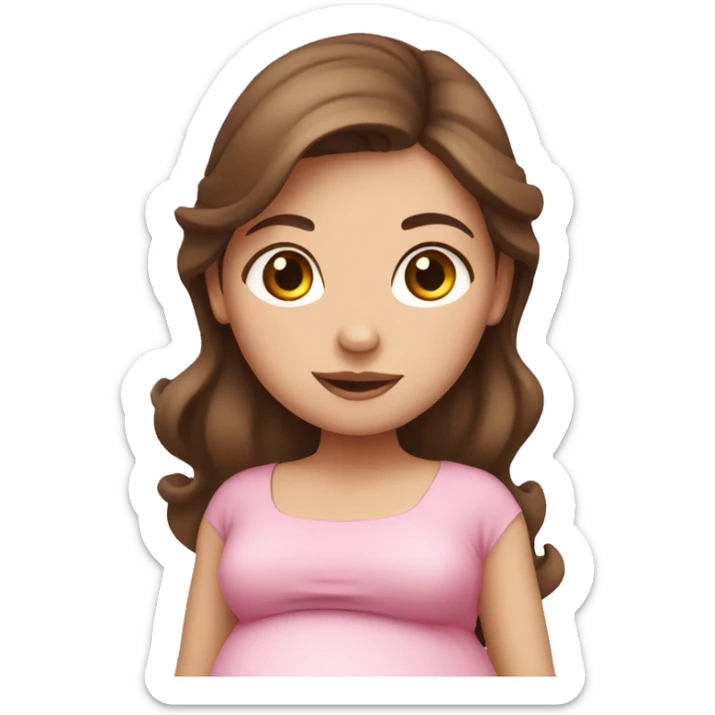Pregnant girl with brown hair in pink dress sticker