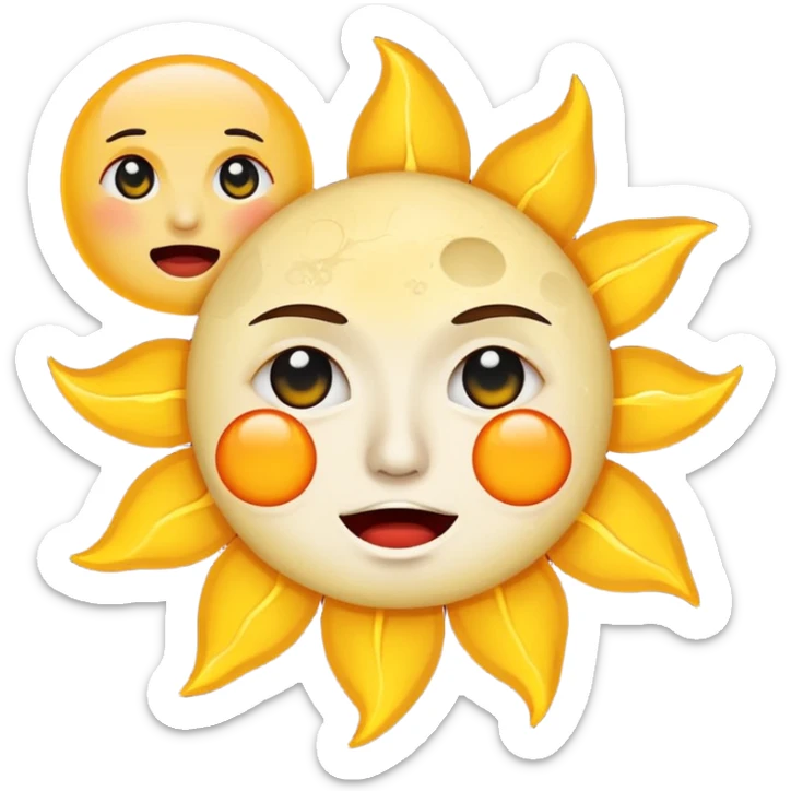 moon in front of the sun (in an eclipse) with classic emoji tear (crying) sticker