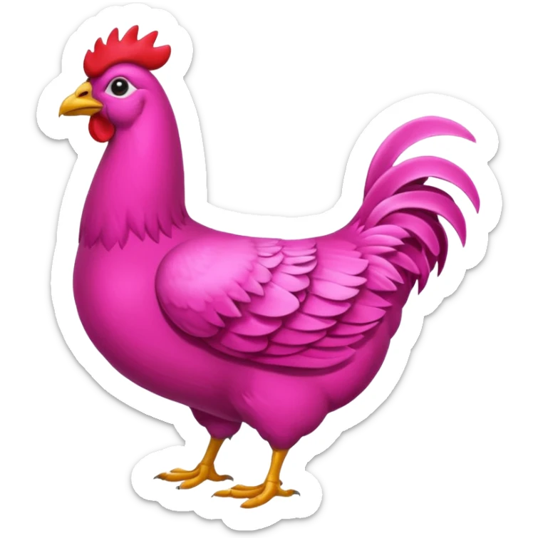 Gallina de pelaje rosa fuerte mezclada con una jirafa sin manchas sticker
