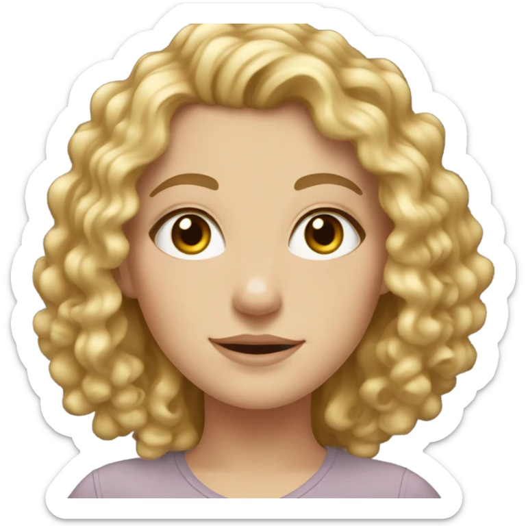 white girl with blonde curly hair and hazel eyes sticker
