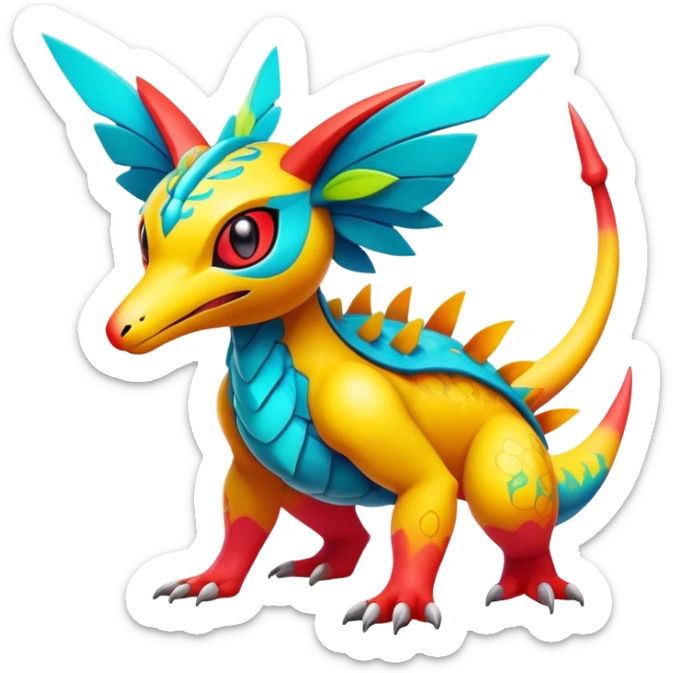 Colorful Exotic Pokémon-Fakémon-hybrid-creature (full body) sticker