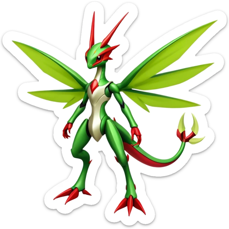  Cool Edgy Shiny Futuristic Ethereal Legendary Scizor-Kartana-Digimon-Schyther-Flygon-hybrid full body sticker