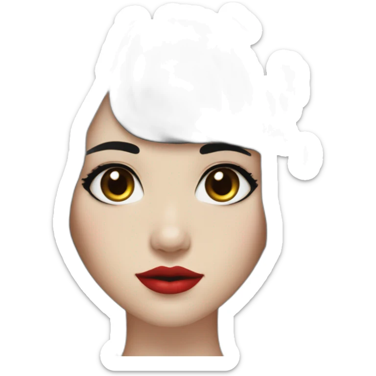 Beautiful young woman,Black hair,long hair,White skin,oval face,big eyes,Blackeyes,Redlips,Chinese sticker