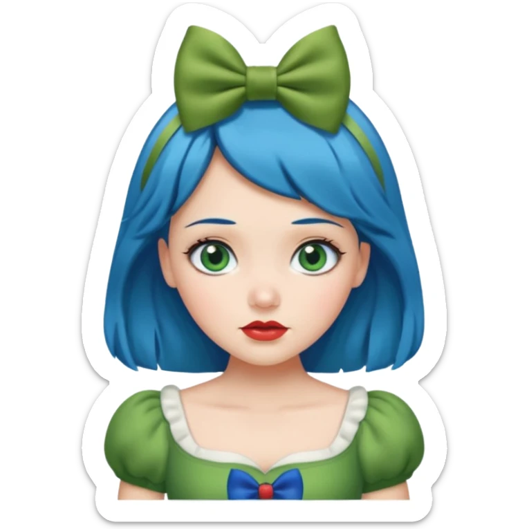 snow white with green dress blue hair bow and green eyes sticker