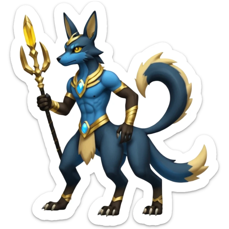 Lucario-Anubis-Umbreon-Zeraora-Fakémon-hybrid-creature (full body)  sticker