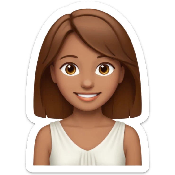 girl walking wearing a white dress, the hair color is brown sticker