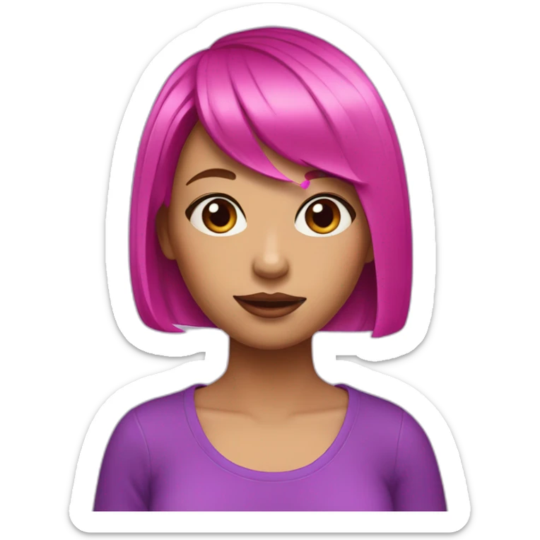 girl, purple eyes, hot pink bob haircut sticker