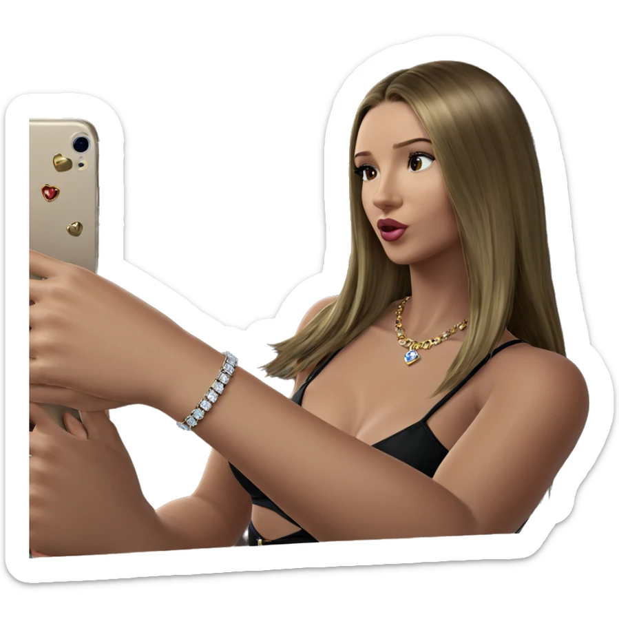 realistic girl with jewelry sticker