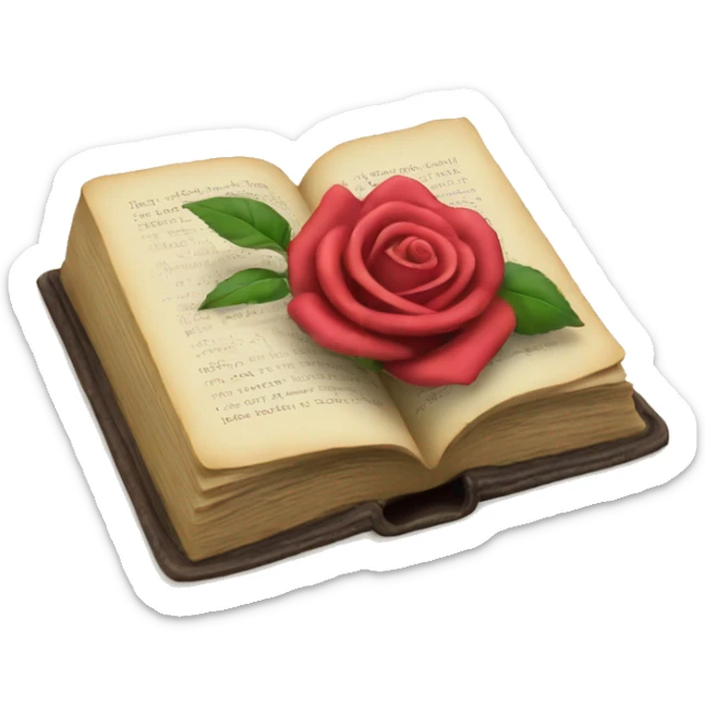 A book with a rose sticker