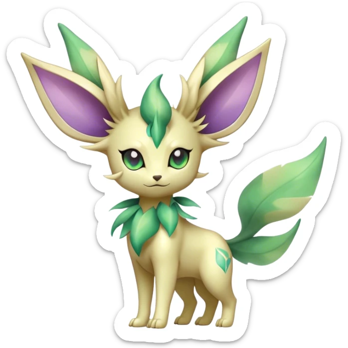 Shiny Cool Sparkly Cute Ethereal Leafeon-Espeon-Fakemon-hybrid-fusion- full body sticker