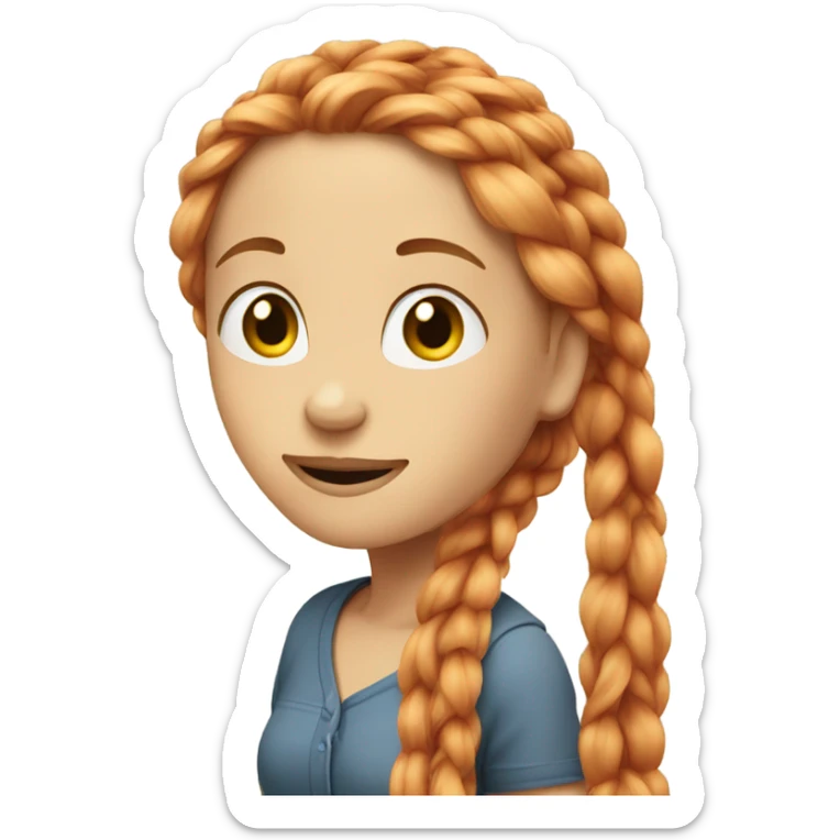 White girl long blond hair in braids, white girl red hair  sticker